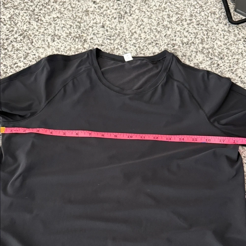 Lululemon Athletica Black Cross Back Short Sleeve Top w/Sheer trim Sz 6 - Picture 7 of 9